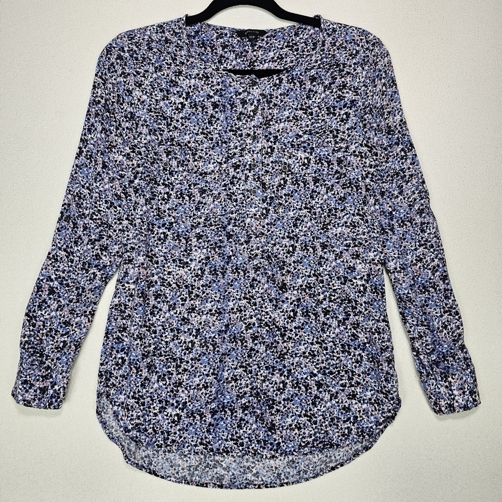 RW&CO. Purple Polka Dot Long Sleeve Blouse Multi Color Size XS